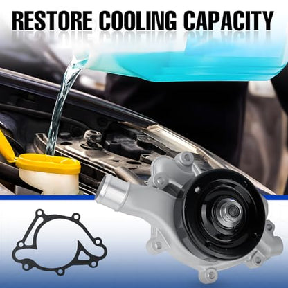 AW7160 Professional Water Pump Kit with Gasket and Installation Gloves, Compatible with Jeep Grand Cherokee 1993-1998 5.2L/5.9L V8, Dodge Ram1500, Dakota, Durango 3.9L V6 5.2L/5.9L V8 Engines - size: 1993-2003