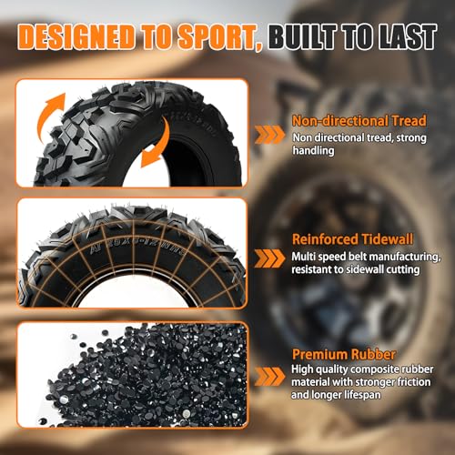 TRIPOWER Set of 4 ATV UTV Tires 25x8-12 Front & 25x10-12 Rear Tire, 6PR All Terrain Four Wheeler Tires 25x8x12 & 25x10x12 Sport Mud Trail Off-Road Tire, Tubeless - size: 25x8-12 & 25x10-12