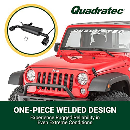 Quadratec Axle Back Dual Outlet Performance Exhaust System - Fits Jeep Wrangler JK 2007-2018 - Offroad Durability - Stainless Steel, Black Finish - Deep Smooth Exhaust Tone - 2.5" Pipe, 4" Tips