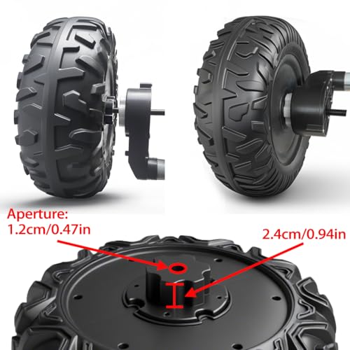 2 Pack 25CM/9.8'' PU Solid EVA Foam Tire for Power Wheels,1.2CM/0.47in Aperture Front/Rear Gator Alligator Wheel for Car/SUV/UTV/ATV Ride On Car Replacement Tires Upgrade,Free Coupler (9.8in tires) - size: 9.8in
