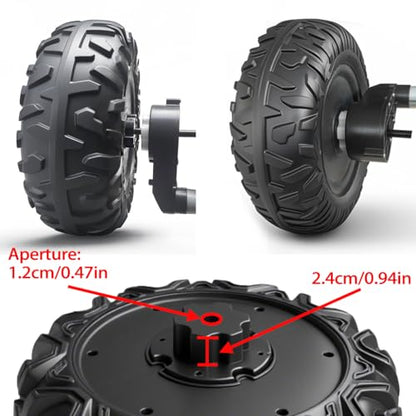 2 Pack 25CM/9.8'' PU Solid EVA Foam Tire for Power Wheels,1.2CM/0.47in Aperture Front/Rear Gator Alligator Wheel for Car/SUV/UTV/ATV Ride On Car Replacement Tires Upgrade,Free Coupler (9.8in tires) - size: 9.8in