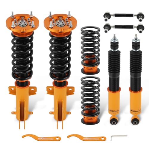maXpeedingrods Coilovers for Ford Mustang 2005-2014, 24 Levels Damping Adjustable Coilovers Suspension Kit, Height Adjustable Shock Absorber Struts, Coilover Lowering Kit, Gold - color: Gold