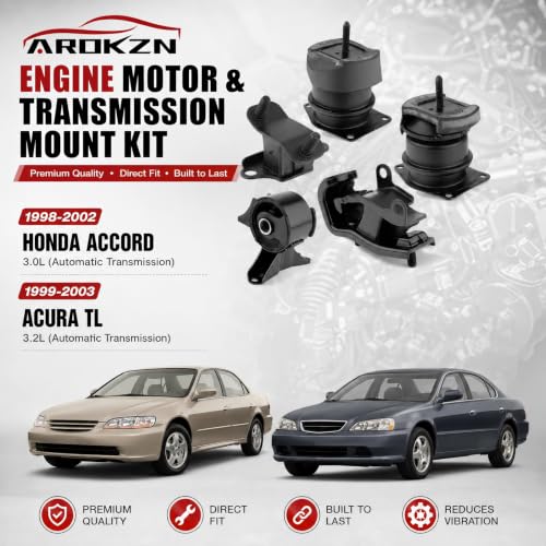5Pcs Engine Motor Mount Compatible with Honda Accord 3.0L 1998-2002 & Acura TL 3.2L 1999-2003 Transmission Mount Kit Replace A4507 A6552 A6579 A6582 A6592 - size: Honda Accord 1998-2002 Acura TL 1999-2003