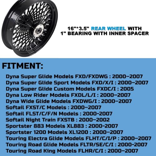 Fatflex 16" Rear Wheel Black Fat Spokes 3.5" Rim - color: 16" x 3.5" Black+Black+Black