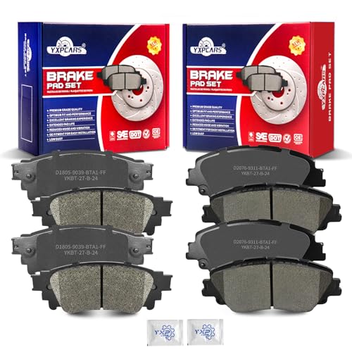 Ceramic Disc Brake Pads Set Front and Rear Replacement for Toyota Corolla Cross 2022-2023/ Rav4 2019-2023/ Venza 2021-2023/ Avalon C-Hr 2019 2020 2021 2022/ Camry 2018-2024