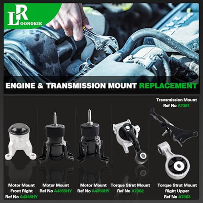 Engine Motor Transmission Mount Kit Compatible with Altima 2007-2012 - size: A4355HY A4356HY A7362 A4365HY A7363 A7361
