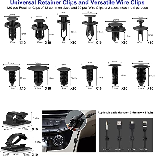 Trim Removal Tool Kit 250Pcs Car Removal Tool Kit Pry Tool Set Auto Clip Pliers Panel Door Radio Dash Window Bumper Adhesive Cable Clips Retainer Clip Set Terminal Removal Tool Set Fastener Remover - color: Blue