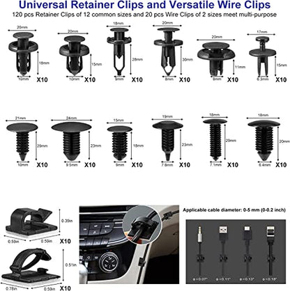 Trim Removal Tool Kit 250Pcs Car Removal Tool Kit Pry Tool Set Auto Clip Pliers Panel Door Radio Dash Window Bumper Adhesive Cable Clips Retainer Clip Set Terminal Removal Tool Set Fastener Remover - color: Blue