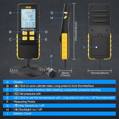 AUTOOL Digital Compression Tester Engine Compression Gauge 0-426PSI Petrol