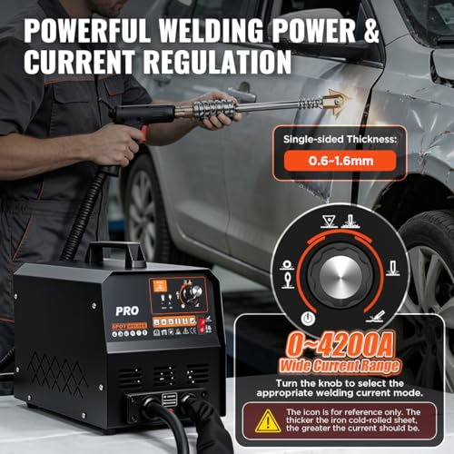 Dent Puller Welder 3500W 4200A Stud Welder Dent Repair Kit 6 Welding Modes Auto Body Spot Welder Dent Puller Machine Dent Removal Tool with Auto/Manual Welding & Overheat Protection for Car/Truck 110V