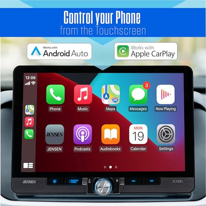Jensen J1CA10FL-R 10.1" Wireless Apple CarPlay Android Auto LED Light Ring - size: 10-Inch Wireless Stereo with Light Ring
