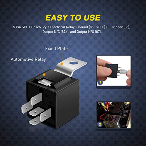 Nilight 10 Pack SPDT 5PIN Electrical Relays 12V 30/40 Amp 5-Pin Switch Relay for Automotive Car Truck Marine Boat - size: 5Pin Electrical Relay