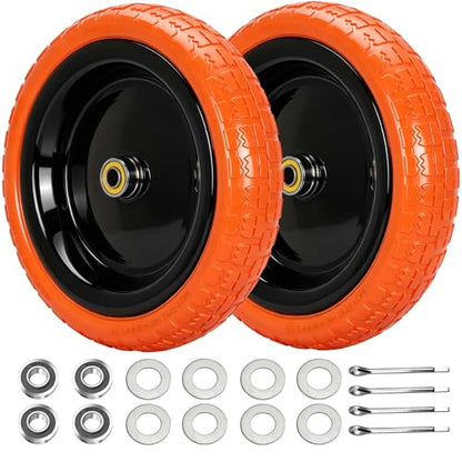 13" Flat Free Wheels Replacement for GOR Garden Cart Tires - color: Orange