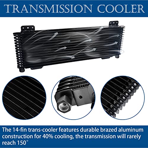 Transmission Cooler 40,000 GVW Trans Cooler Low Pressure Drop LPD47391 with Mounting Hardware 47391 Black - color: black