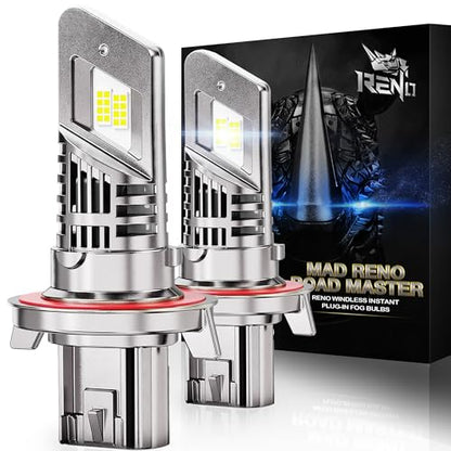 RENO H13 Bulb, 9008 Fog Bulb 800% Brighter High Speed Fan 6500K, Pack of 2 - size: H13
