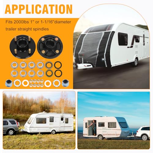 2 Sets 4 Lug Trailer Hub Kit for 2000 Lbs,4×4" Trailer Hub fit 1" and 1"-1/16" Trailer Axles,Trailer Hub 4 Lug,4 Lug Trailer Hub Assembly,Boat Trailer Hubs 4 Lug - style: 4 on 4" Trailer Hub Kit for 2,000 lb Axle