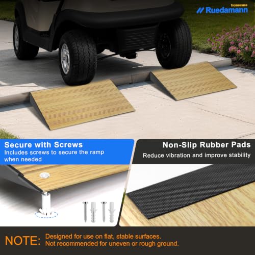 Ruedamann 2" Rise 2200 LBS Load Capacity Aluminum Modular Threshold Ramp - color: Light Wood Look, size: 2'' Rise