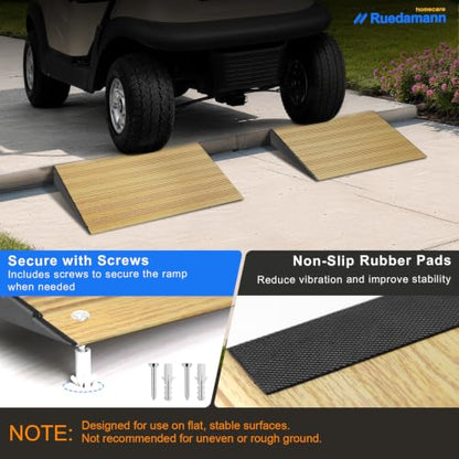 Ruedamann 2" Rise 2200 LBS Load Capacity Aluminum Modular Threshold Ramp - color: Light Wood Look, size: 2'' Rise