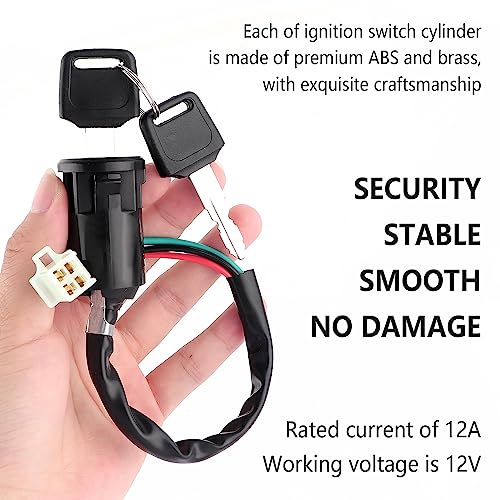 Ignition Switch with Key,Standard 4 Wire Ignition Lock Cylinder Fit for 50-250cc Motorcycle,Scooter,ATV,Pocket Bike,Dirt Bike,Motorcycle Accessories Ignition Switch Cylinder