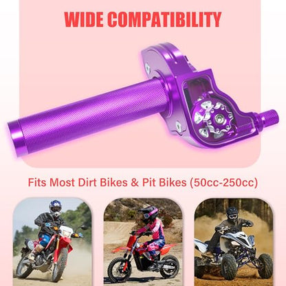 Universal CNC Quick Twist Throttle Kit with Cable for 7/8" Bars - Fits CRF50 70 110 125 230 250, KLX, XR, Pit & Dirt Bike, ATV, Mini Bike (CT200U) (Style - A, Purple) - color: Purple, style: Style - A