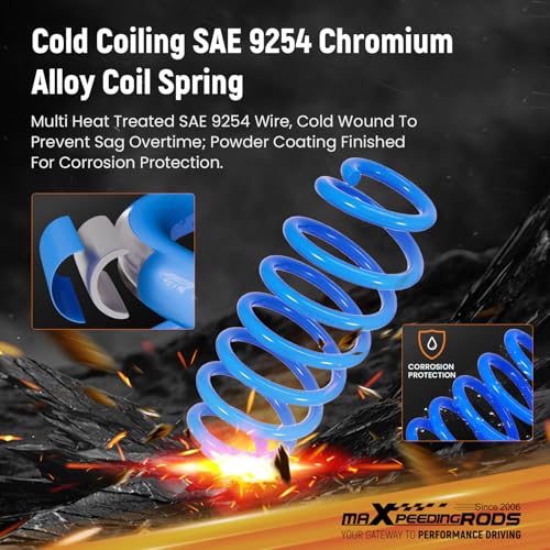 maXpeedingrods Lowering Springs for Toyota Camry FWD 2018-2024, SAE 9254 Cold-Wound Steel 2.0" Lowering Coil Springs, Blue