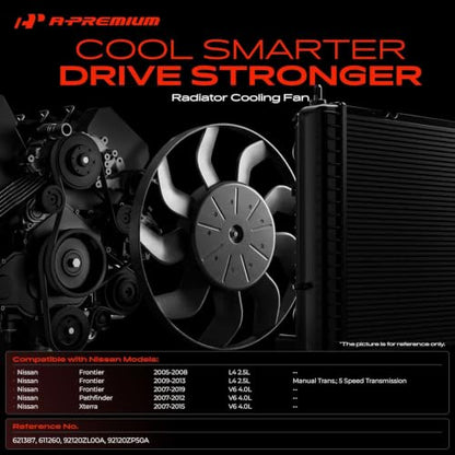 A-Premium A/C Condenser Fan Assembly Compatible with Nissan