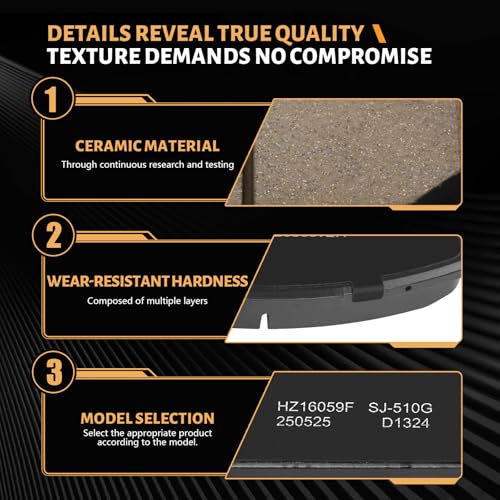 D1324 Front Ceramic Brake Pads Kit Fit For Lexus NX200t 2015-2017, For NX250 2022-2025, For NX300 2018-2021, For NX300h 2015-2021, For NX350 2022-2025, For NX350h 2022-2025 - style: HZ1324