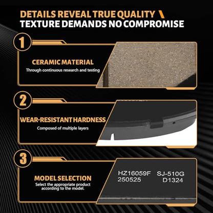 D1324 Front Ceramic Brake Pads Kit Fit For Lexus NX200t 2015-2017, For NX250 2022-2025, For NX300 2018-2021, For NX300h 2015-2021, For NX350 2022-2025, For NX350h 2022-2025 - style: HZ1324