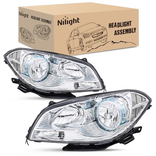 Nilight Headlight Assembly Compatible with 2008-2012 Chevy Malibu - color: Chrome Housing Clear Reflector, size: 2008-2012 Chevy Malibu