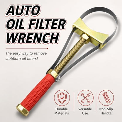 Heavy Duty Adjustable Oil Filter Wrench | Steel Strap Removal Tool