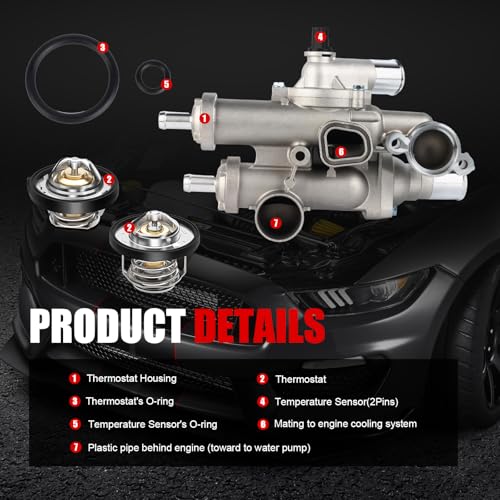 68003582AB Upgraded Aluminium Engine Coolant Thermostat Housing Assembly Compatible with Chrysler 200 Sebring Dodge Avenger Caliber Journey Jeep Compass Patriot Replaces 6508355AA, 4884571AB, 902-319
