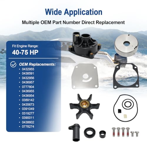 MARKGOO Water Pump Repair Kit 432955 for Johnson Evinrude 40-75HP Outboard - color: 432955 fits 40 50 60 65 70 75HP