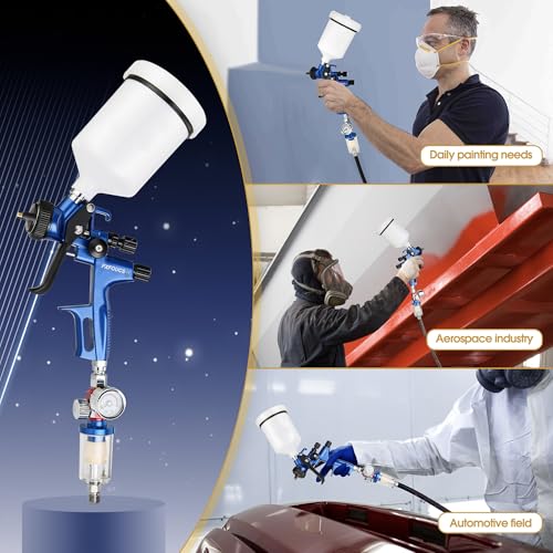 HVLP Air Spray Gun Kit 1.3mm, Professional Automotive Paint Sprayer - color: Blue, size: 1.3mm