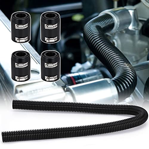 Hypertune Universal 48" Stainless Steel Radiator Flexible Coolant Water Hose Kit With 4pcs Clamp Black - size: Black-48inch