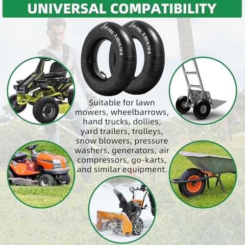 AR-PRO 3.50/4.10-6 (13 x 4.00-6) Replacement Inner Tubes for 6-Inch Rim Tires with TR-87 Bent Valve, Heavy-Duty Inner Tubes for Lawn Mowers, Wheelbarrows, Hand Trucks, Dollies – 2 Pack - size: 13x4.00-6,TR-87