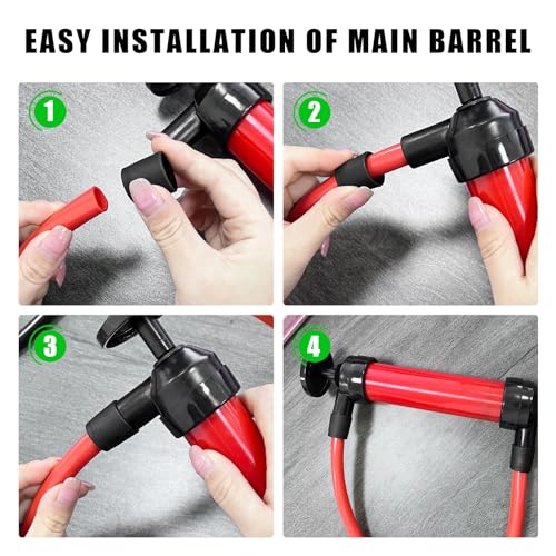 povtii Siphon Pump Fluid Transfer Pump for Car, Fuel Transfer Hand Pump Kit for Gas Oil Water Liquids, Manual Fluid Fuel Extractor Suction Tool, Car Accessories