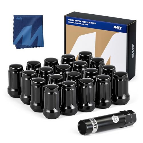 OMT M12x1.5 Lug Nuts with Cone Seat, 20pcs Lug Nuts Set with 1 Socket Key - color: Black, size: M12x1.5, style: 20Pcs Spline Tuner