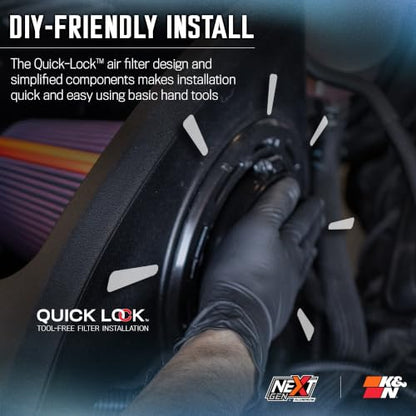 K&N NextGen Aluminum Cold Air Intake System: High-Flow Cotton Filter:2016-2026 Dodge/Jeep Durango/Grand Cherokee WK/Grand Cherokee 70-1572 - style: NextGen Aluminum
