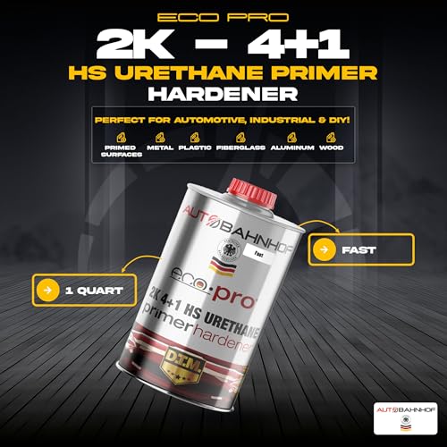 Eco Pro 2K 4:1 HS Urethane Primer Red & Fast Hardener Kit – High Build, Rapid Curing, Auto Body & Industrial Refinishing – 1 Gallon Primer + 1 Quart Hardener - color: Eco-Pro-2K-4-1-Red-Fast-Kit