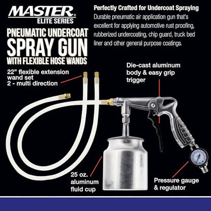 Master Elite Undercoating Spray Gun with Regulator, 25 oz Suction Feed Cup
