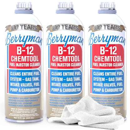 Berryman B-12 Chemtool 0116 (3 Pack) - Fuel Injector Cleaner, 15oz Towel | Carburetor & Fuel System Cleaner Additive for Cars
