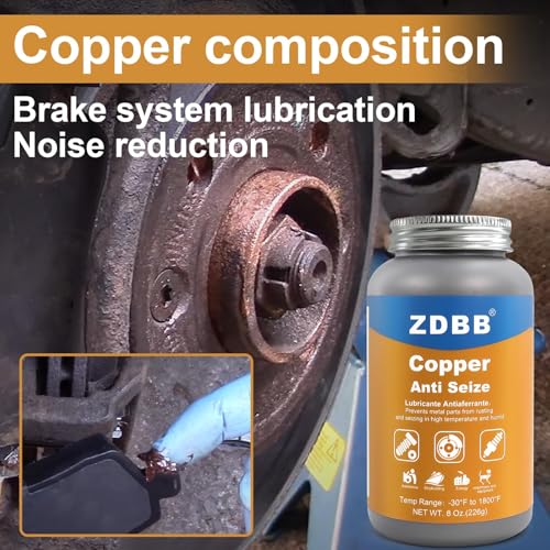 ZDBB Copper Anti-Seize Lubricant Anti Seize Compound for Spark Plugs, Brake Pads, Thread and Nuts Automotive High Temp Antiseize Grease Copper Paste with Brush Top Bottle,8oz - color: Copper Anti-Seize Lubricant, size: 8 oz (1-Pack)