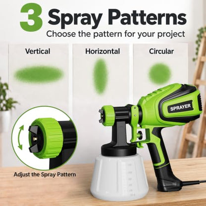 VONFORN Paint Sprayer for House Painting,700W HVLP Spray Gun Easy to Clean - color: Grass Green