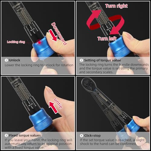 1/4-Inch Drive Click Torque Wrench Set 33Pcs 20-240IN.LB/2.3-27.1Nm - size: 1/4'' DR., style: 20-240IN.LB 33pcs(Blue)