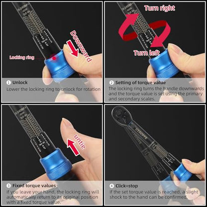1/4-Inch Drive Click Torque Wrench Set 33Pcs 20-240IN.LB/2.3-27.1Nm - size: 1/4'' DR., style: 20-240IN.LB 33pcs(Blue)