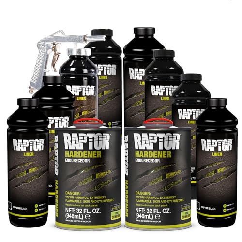 U-POL Raptor Black Urethane Spray-On Truck Bed Liner Kit, 8 Litres