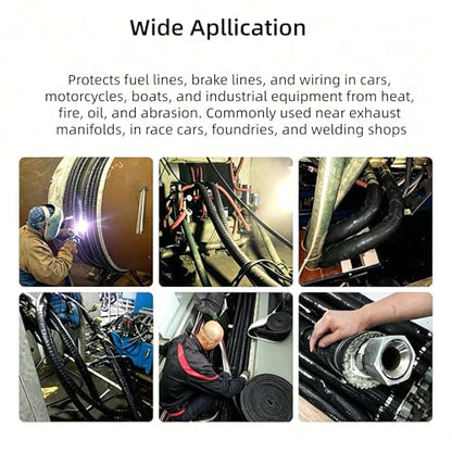 3/8" ID 3ft Heat Shield Sleeve Fire Thermo Silicone Coated Fiberglass Heat Protection for Automotive Fuel Lines, Brake Lines Wiring, Self‑Extinguishing, Oil Abrasion Resistant, Easy Cut Install - size: 3/8" ID- 3ft