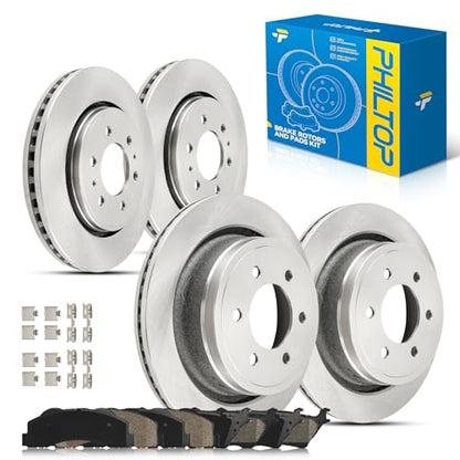 PHILTOP Front & Rear Brake Kit for Ford F150 2012-2020 - size: 13.78" inch (350mm) Front,13.70" inch (348mm) Rear