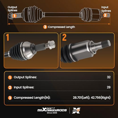 maXpeedingrods Front Left & Right CV Axle Assembly for Nissan Quest V6 3.5L - size: for 66-6411
