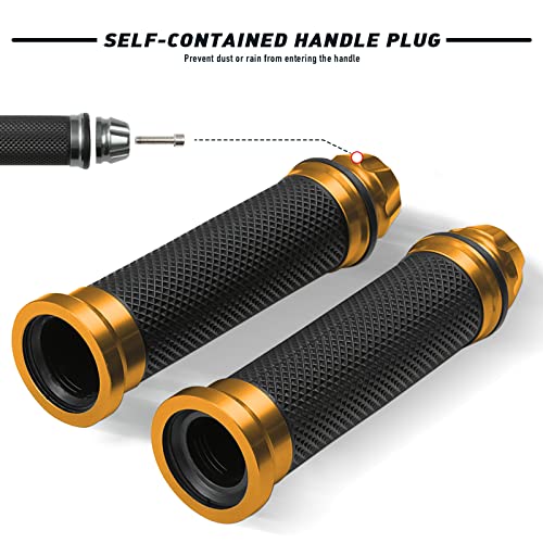 DREAMIZER 7/8" 22mm Motorcycle Handle Grip Universal Dirt Pit Bike Motocross Rubber Gel Hand Grips Brake Hands - Gold - color: Gold